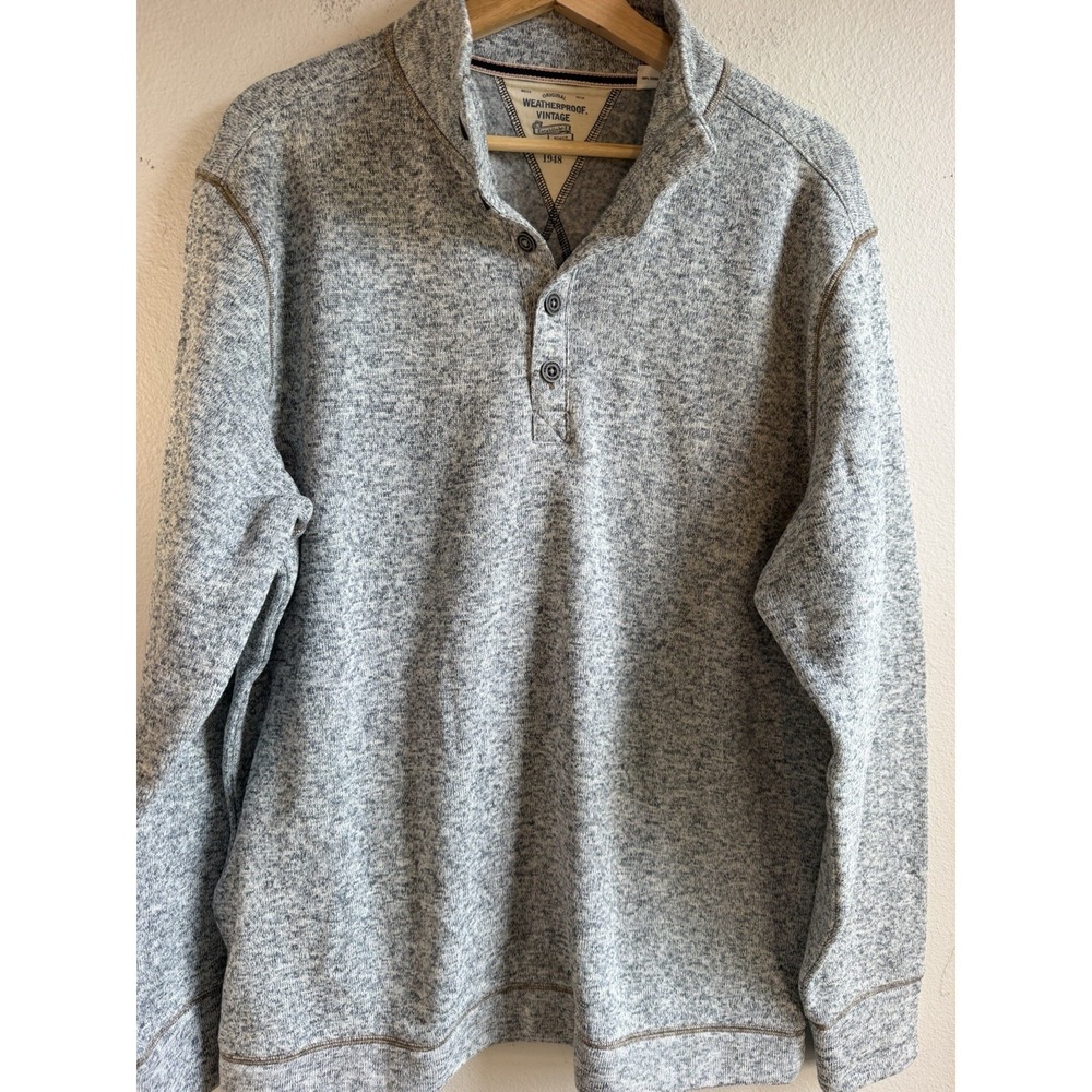 Weatherproof Vintage Gray Henley 3-Button Pullover Sweatshirt Men's Size Large